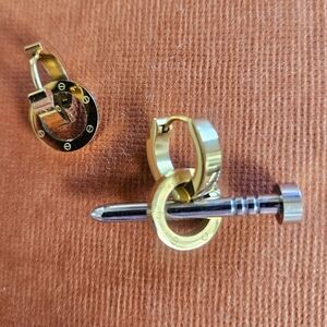 Gold and Silver Two-Tone Earrings with Asymmetry Design